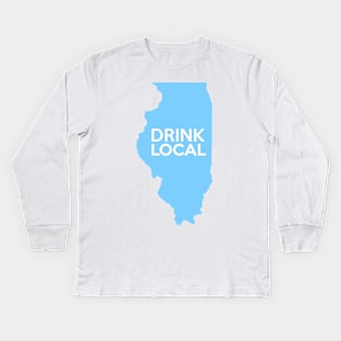 Illinois Drink Local IL Blue Kids Long Sleeve T-Shirt